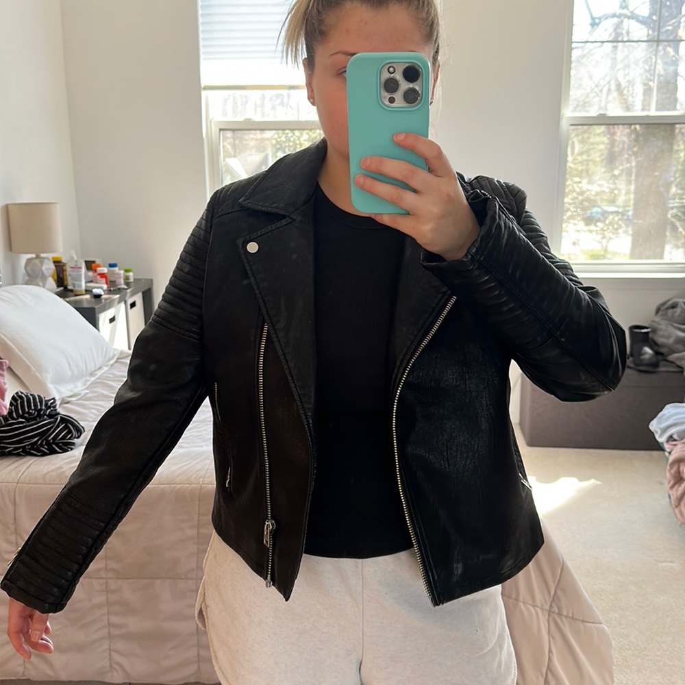 Top shop black leather jacket